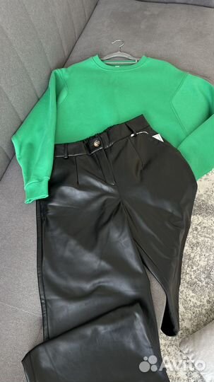 Кожаные брюки новые 48