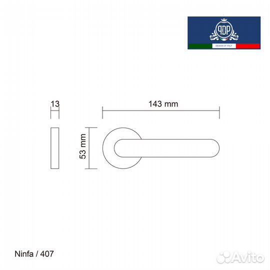 Дверная ручка на розетке PDP Ninfa 407.06 полирова