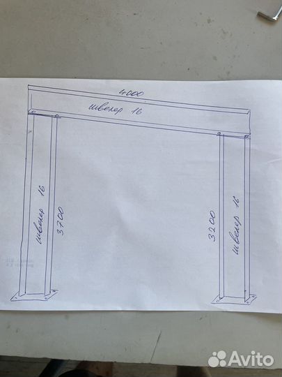 Каркас ангара 72м2, 4х18 высота 3,7 односкатный