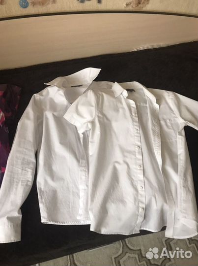 Белые рубашки с коротким рукавом р 152 и 158