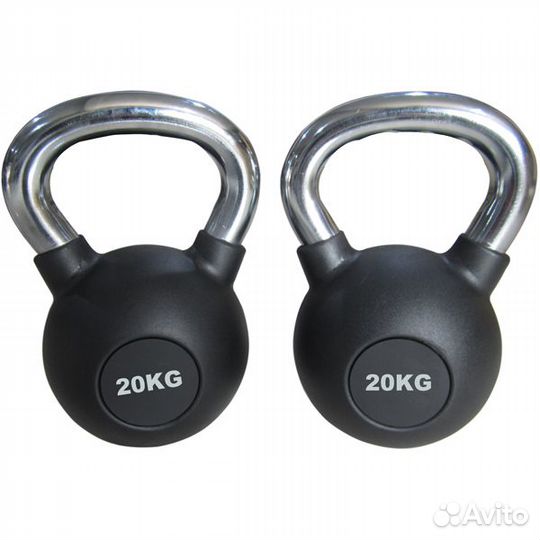 Гиря обрезиненная 20 кг с хромированной ручкой