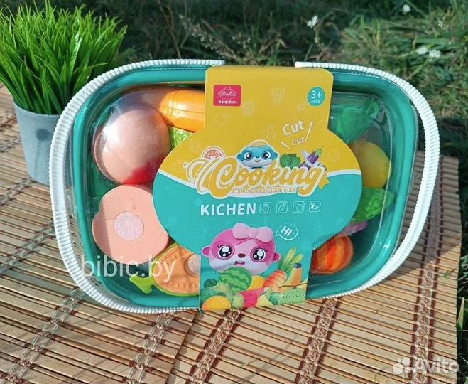 Детский игровой набор овощей и фруктов на липучках