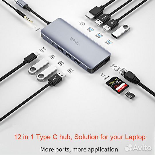 USB Хаб type-c на MacBook 12в1 wiwu