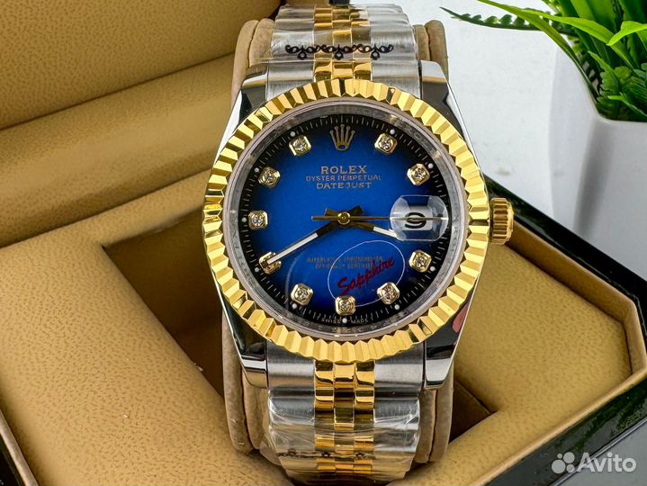 Женские часы Rolex datejust gold blue