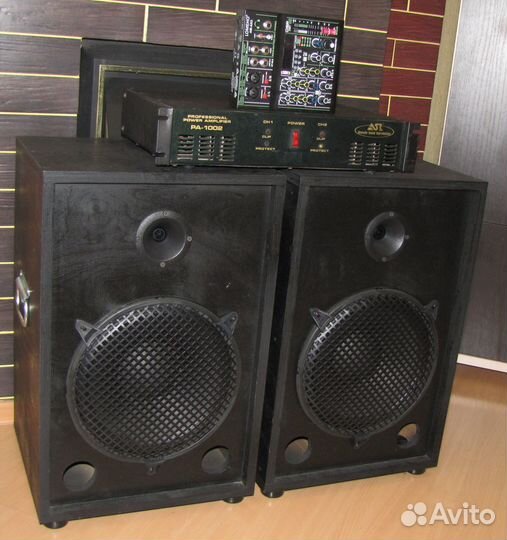 Колонки F-Music 1086W Pro Вч.Горн-10s+Усилок+Mixer