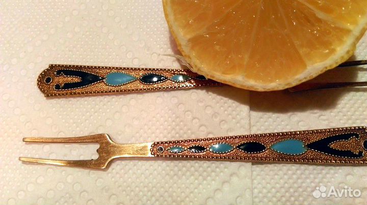 Вилка одна винтаж позолочен. серебро 875 Звезда