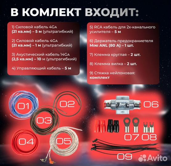 Комплект для подключения сабвуфера