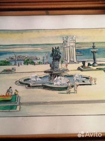 Картина акварель город