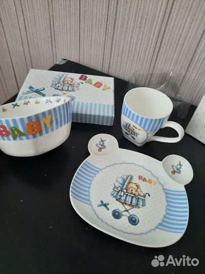 Новый детский набор посуды, фарфор