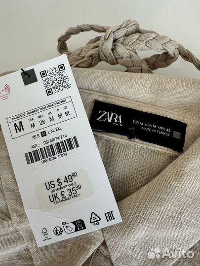 Платье-рубашка Zara льняная, в наличии