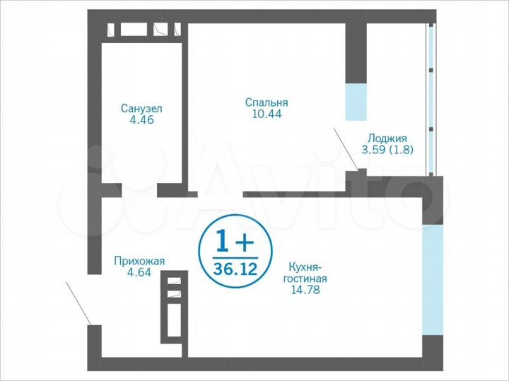 Квартира-студия, 36,1 м², 14/17 эт.