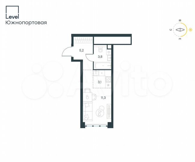 Квартира-студия, 23,4 м², 18/68 эт.