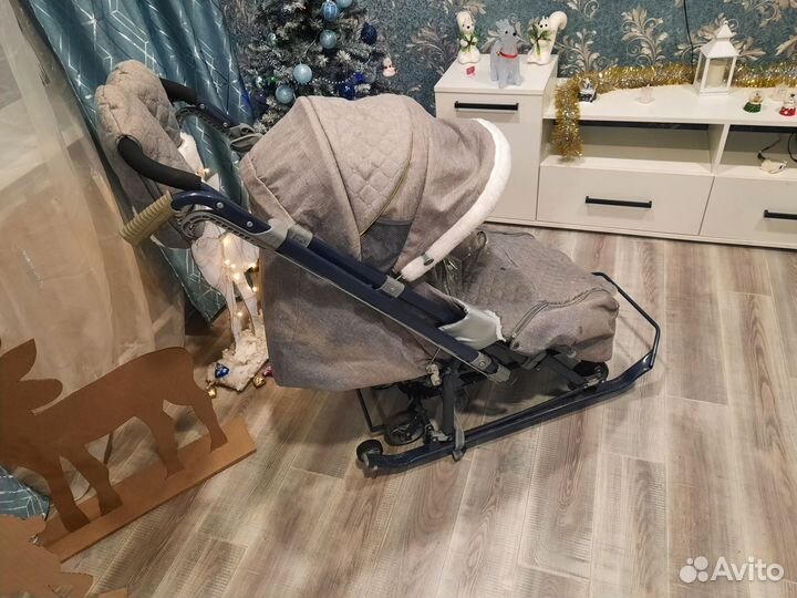 Детские санки коляска с колесами