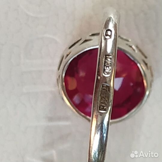 Кольцо перстень СССР серебро 875 звезда корунд