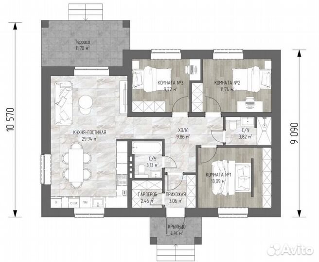 Дом кирпичный 129м/2