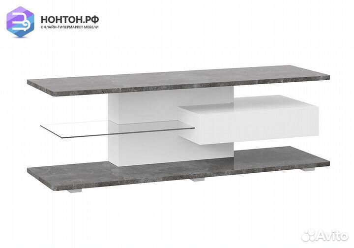 Тумба под тв Diamond тип 1 белый / ателье темный г