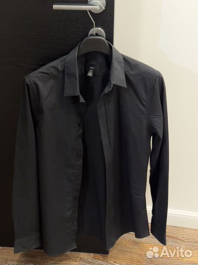 Рубашка мужская черная slim-fit