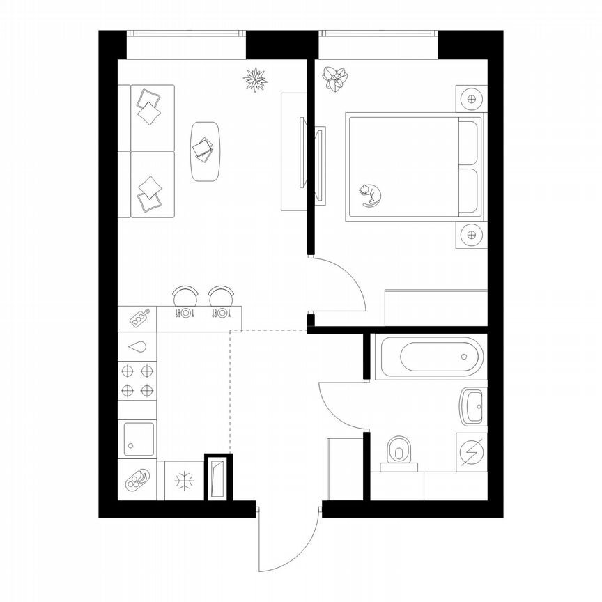 1-к. квартира, 35,1 м², 36/50 эт.