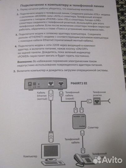 Двухдиапазонный модем adsl2+ zyxel P660RT2 EE