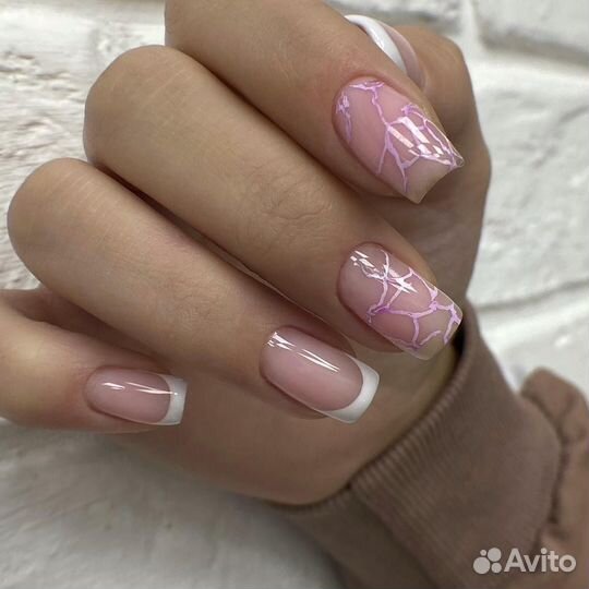 Маникюр, гель лак, наращивание, выкладной френч