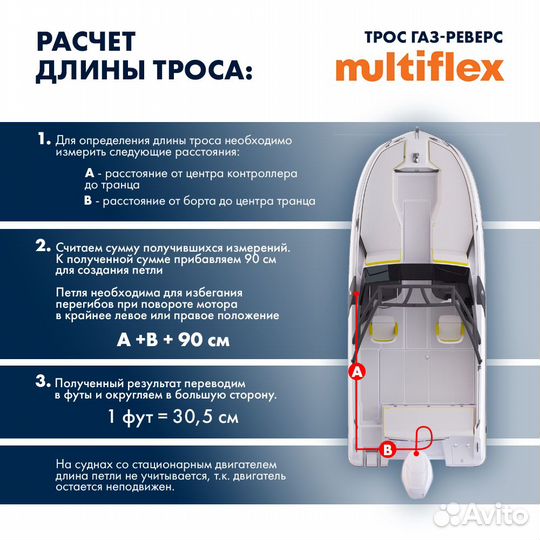 Трос управления газ/реверс Multiflex C2, 16 футов