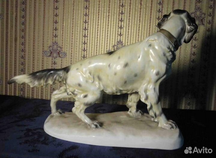 Старинная скульптура собака сеттер фарфор Herend