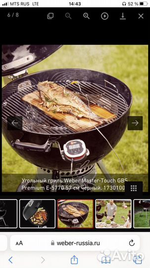 Угольный гриль weber master touch e5770