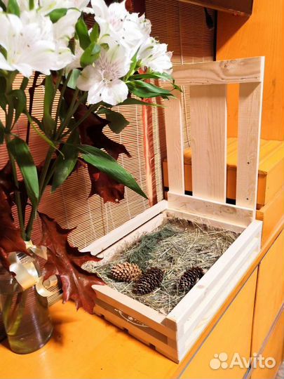 Коробка деревянная с наполнением для подарка новая