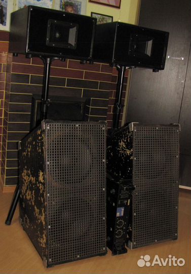 Колонки FA 2100W 4шт Рупоры Сабы Усилитель Штативы