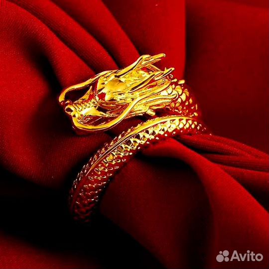 Комплект: Кольцо и Браслет Дракон, Золотого Цвета