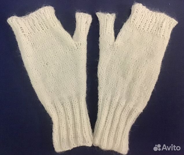 Митенки варежки перчатки без пальцев белые
