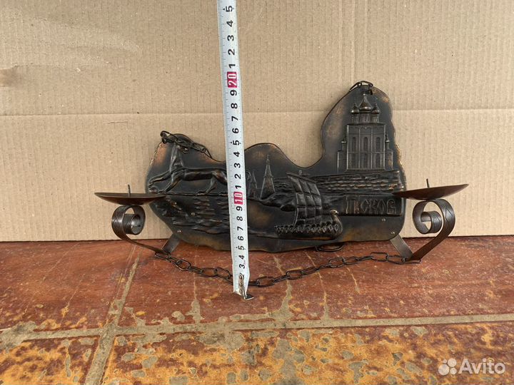 Подсвечник, панно Псков силумин СССР