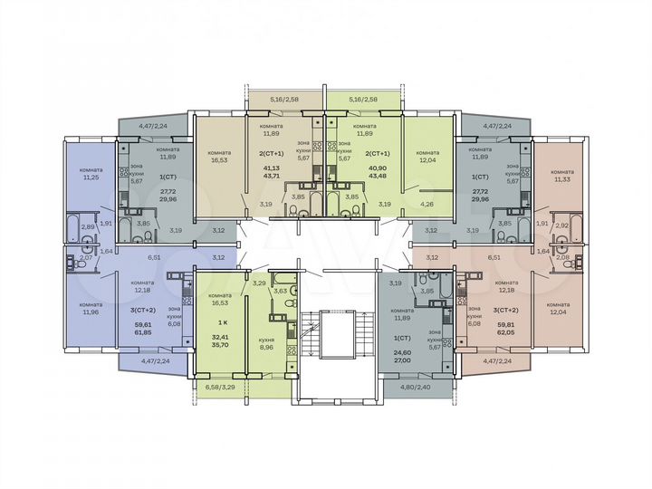 3-к. квартира, 64,1 м², 4/7 эт.