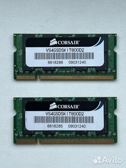 Оперативная память sodim DDR2 4Gb (2Gb x 2 шт.)