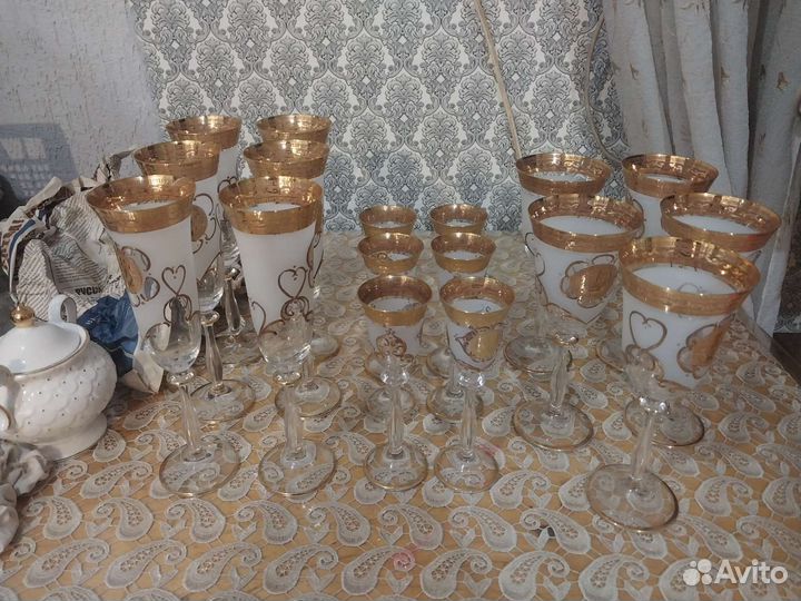 Хрустальные фужеры и рюмки новые