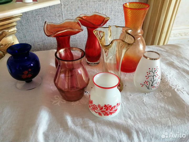 Вазы из цветного стекла СССР