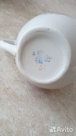 Молочник, кофейные кружечки. СССР. Дулево