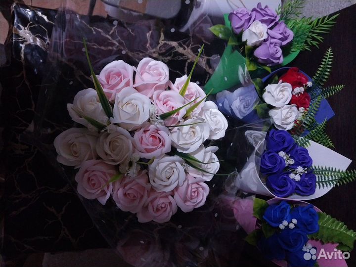 Букеты из мыльных роз