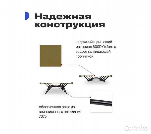 Кровать туристическая RoadLike Pro Cot Милитари