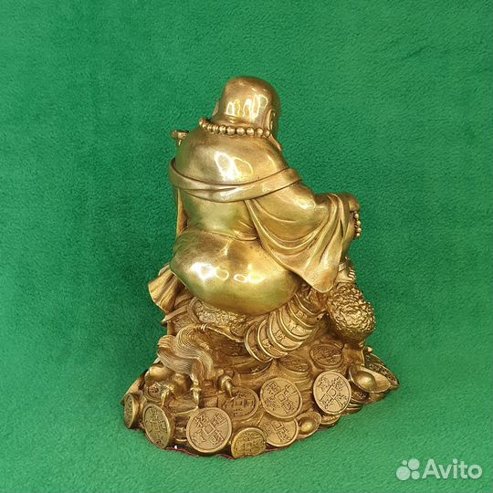 Статуэтка из бронзы Хотэй на жабе малый. Фен-шуй