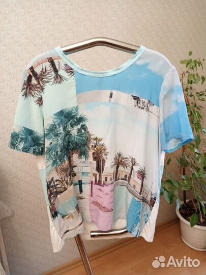 Топ Marc Cain натуральный шёлк L-XL тропический пр