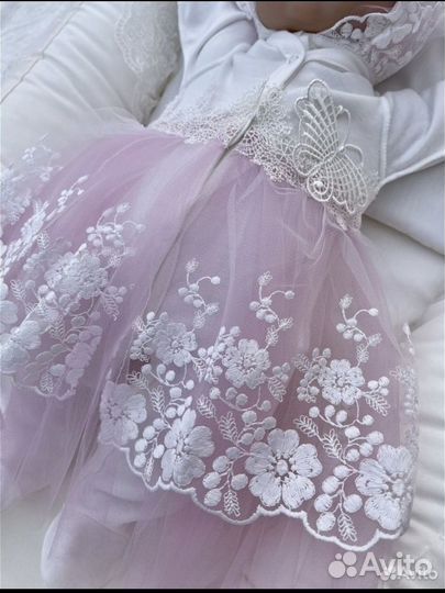 Комплект на выписку для девочки+бант новый