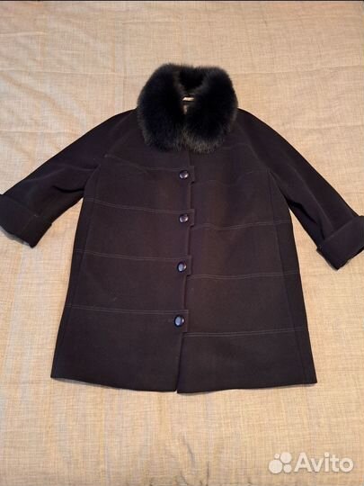 Пальто шерстяное с мехом