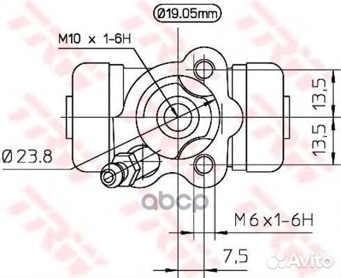 Цилиндр тормозной рабочий зад прав BWD266