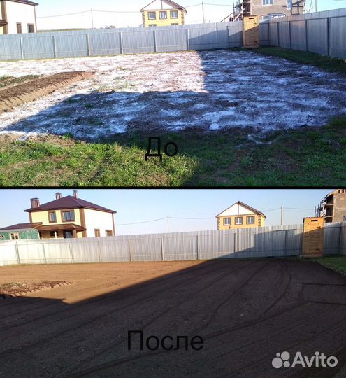 Вспашка земли трактором, покос травы