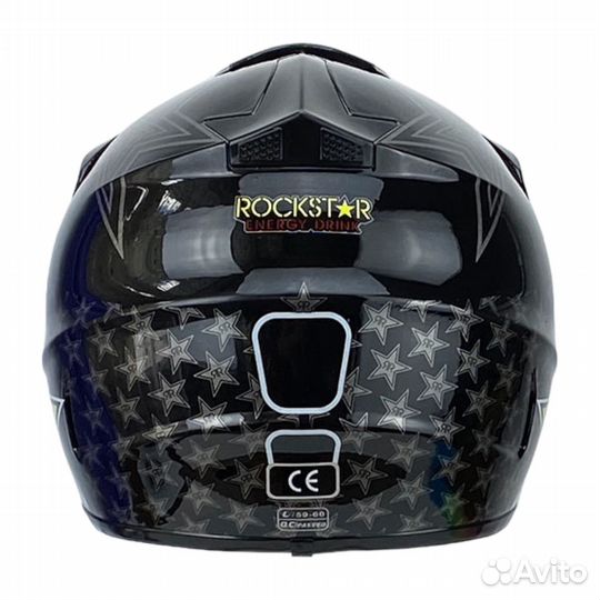 Мотошлем кроссовый RockStar защитный шлем на мото