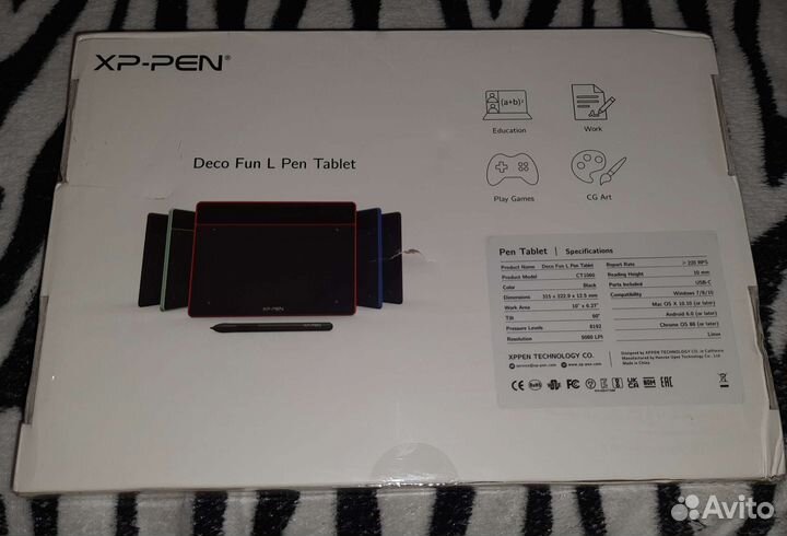 Графический планшет xppen Deco Fun L черный