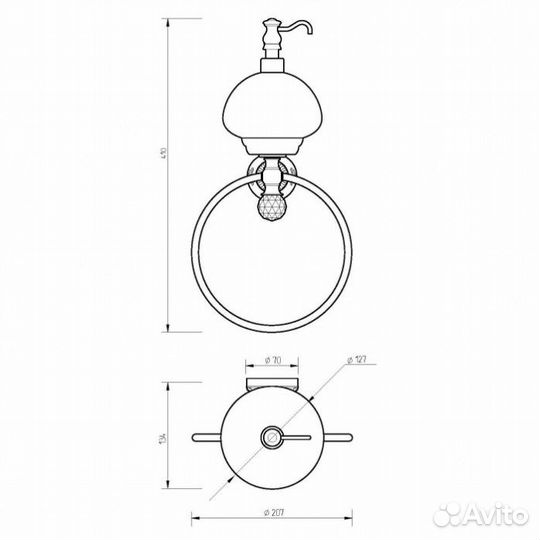 Дозатор для жидкого мыла с кольцом Cristalia 16801 хром