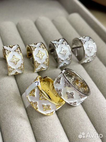 Серьги и кольцо Van Cleef эмаль набор