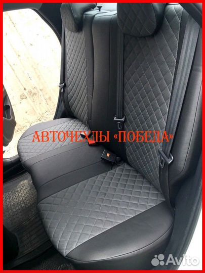 Чехлы Hyundai Solaris 1 Sd из экокожи чёрно-серые